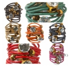 ANILLO CUERO CUENTAS METAL CRISTALES