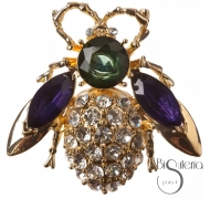 BROCHE BICHO METAL CRISTALES
