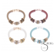 PULSERA CUERO ABALORIOS