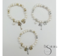 PULSERA CUENTAS METAL PERLAS CULTIVADAS