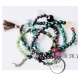 PULSERA 4 TIRAS CUENTAS METAL PIEDRAS