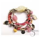 PULSERA 4 TIRAS CUENTAS METAL PIEDRAS