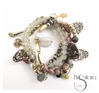    PULSERA 4 TIRAS CUENTAS METAL PIEDRAS