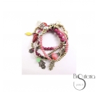PULSERA 4 TIRAS CUENTAS METAL PIEDRAS