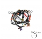 PULSERA 4 TIRAS CUENTAS METAL PIEDRAS