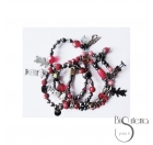 PULSERA 4 TIRAS CUENTAS METAL PIEDRAS