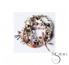 PULSERA 4 TIRAS CUENTAS METAL PIEDRAS